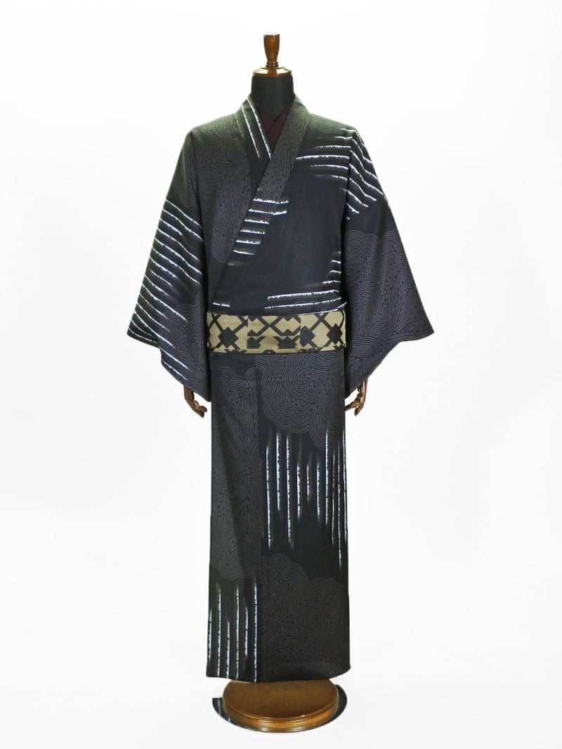  コンポジションキモノ単衣 CK26-01-02プリズムストライプ(クロ)L