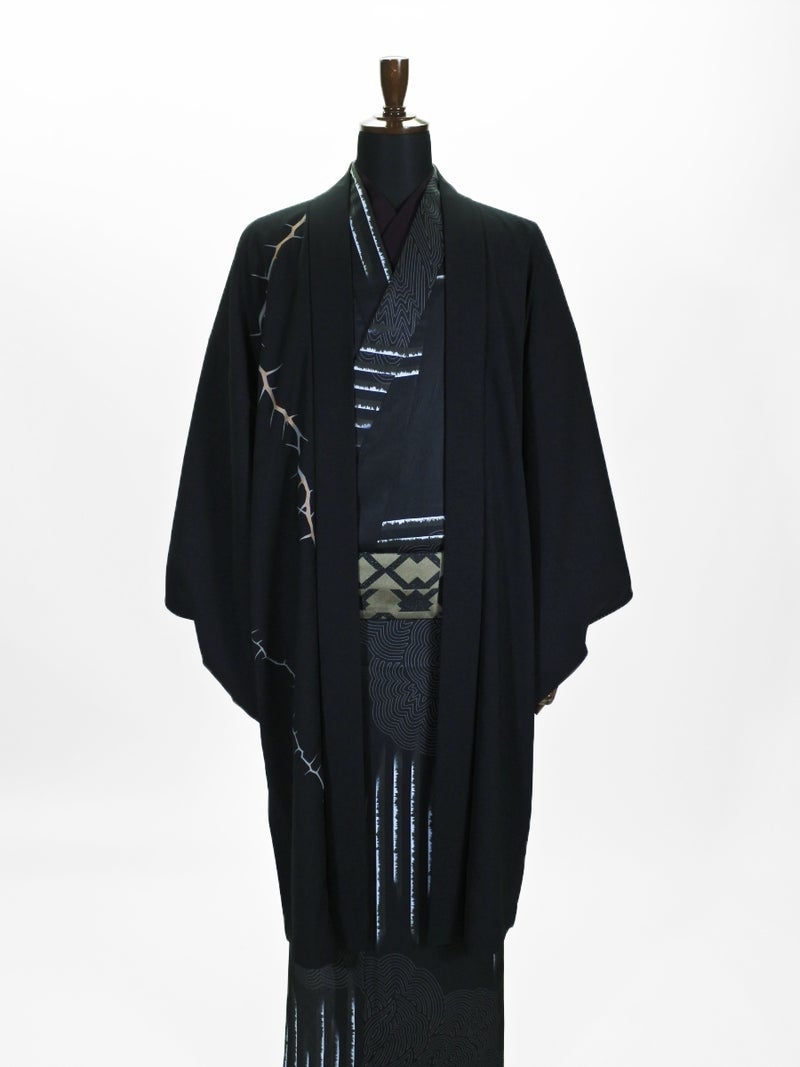 メンズ ポリ羽織 棘B (BK)