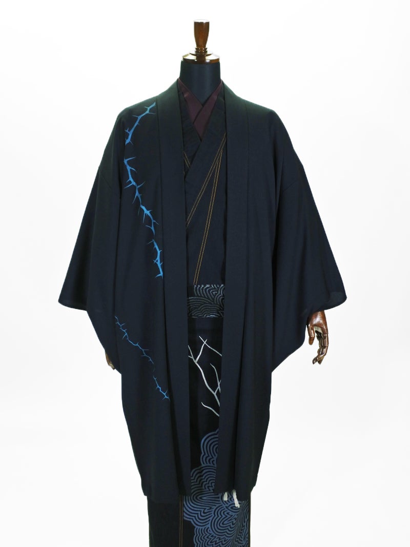 メンズ ポリ羽織 棘C (BK)