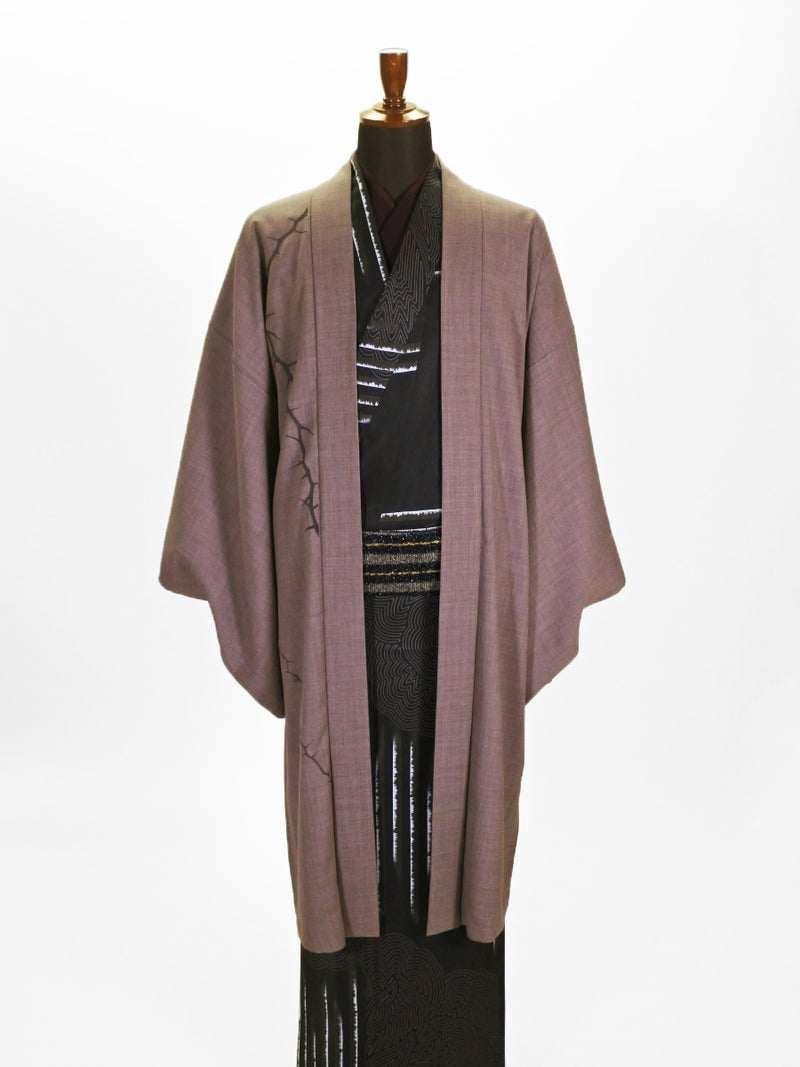 メンズ ポリ羽織 棘A (チャコール)