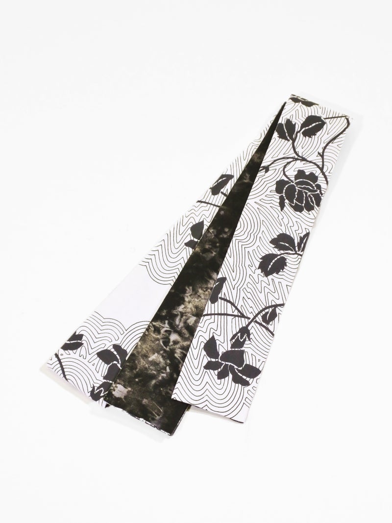 角帯 本麻26-01-01 ツルバラ×絞(シロ)