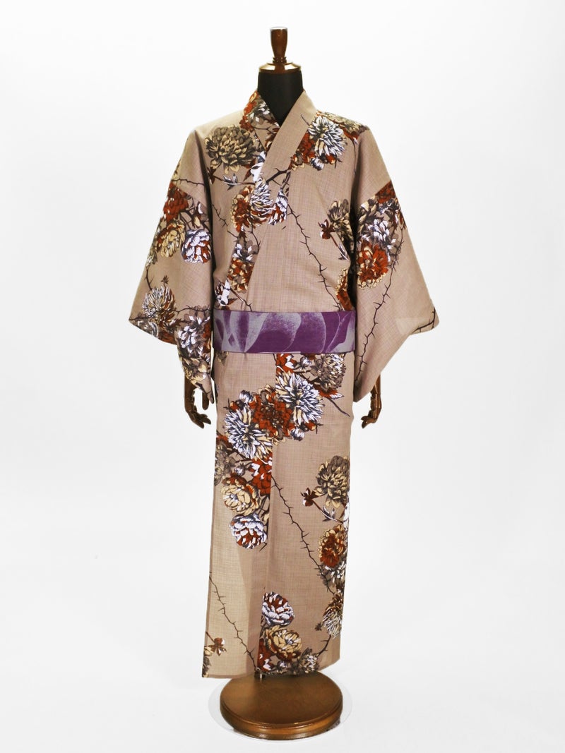 浴衣･J26-06-01 棘に花 ベージュ (プレタ)メンズ