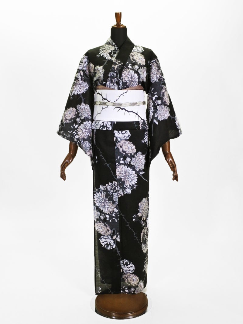 浴衣･J26-05-02 棘に花 黒 (プレタ)F