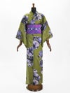 浴衣･J26-05-03 棘に花 カーキ (プレタ)F