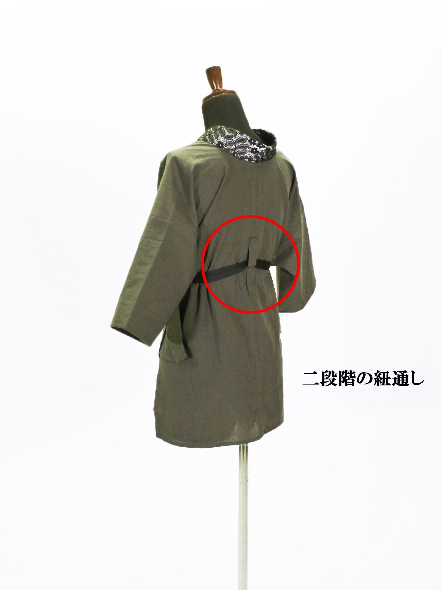 衿付半襦袢 カーキ 小花レース (グレー×クロ)F | JOTARO SAITO